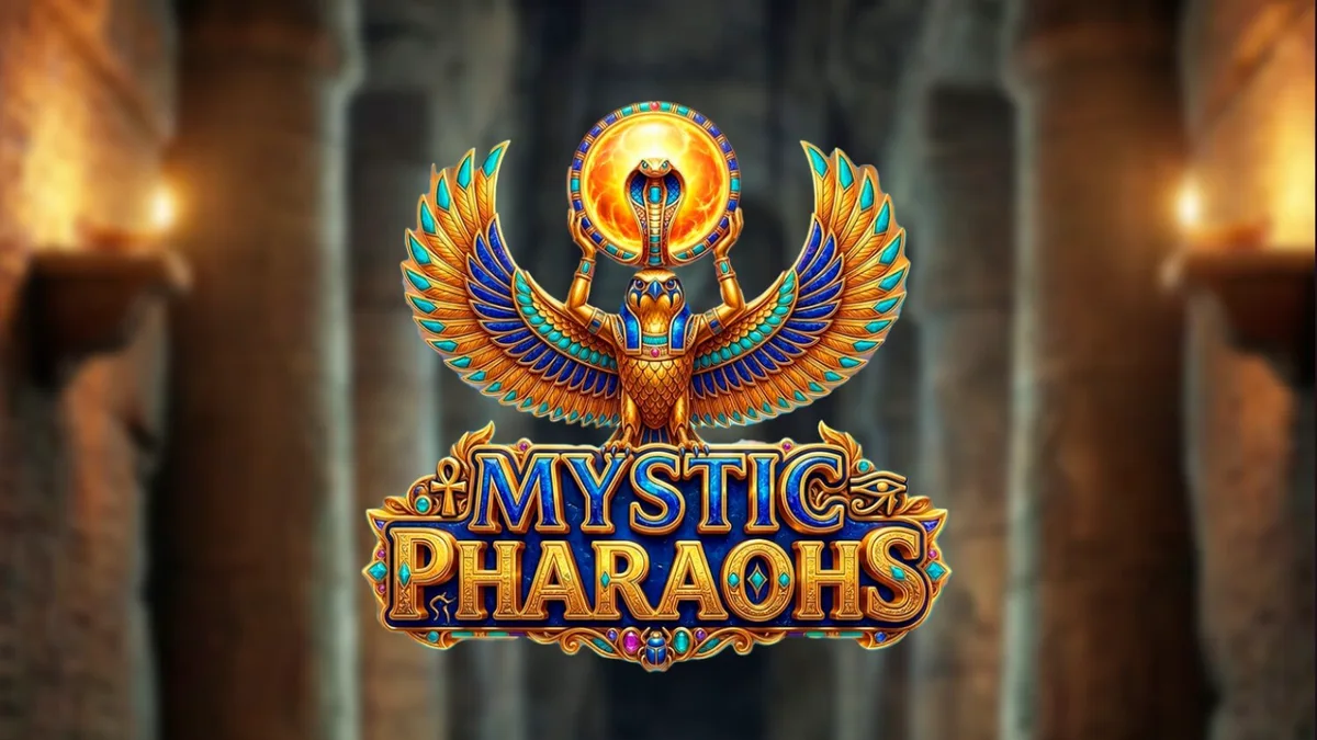 Tampilan visual slot Mystic Pharaoh dengan latar belakang makam Mesir Kuno