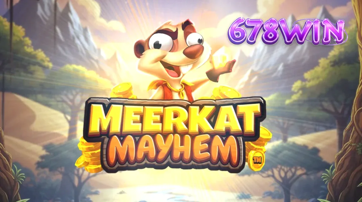 Tampilan visual slot Meerkat Mayhem dengan tema gurun dan karakter meerkat.